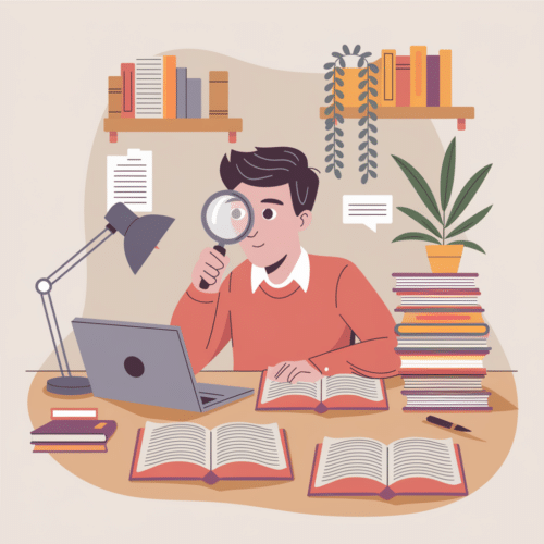 man with magnifying glass to symbolize SEO