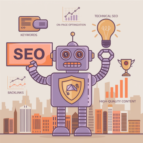 robot showing essential SEO elements