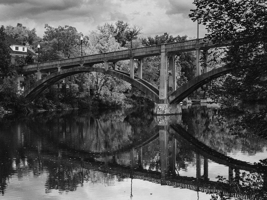 View of the Heffernan Street Footbridge in fall.